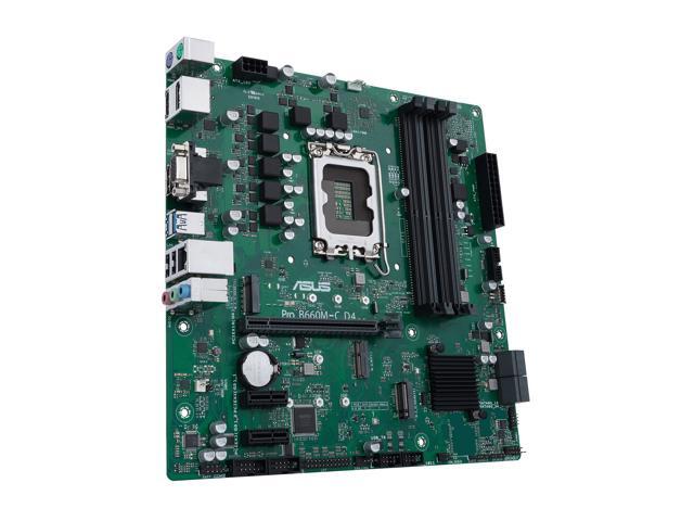 ASUS Pro B660M-C D4-CSM LGA 1700 (Intel 12th & 13th Gen) Micro-ATX Commercial Motherboard (PCIe 4.0, DDR4, 2xM.2 slots, M.2 slot only (Key E), front...