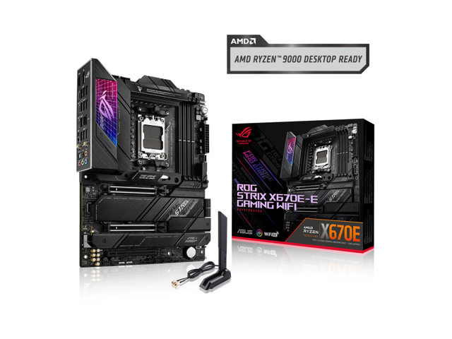 ASUS ROG STRIX X670E-E GAMING WIFI AMD X670 AM5 Ryzen Desktop 9000 8000 & 7000 ATX motherboard, 18+2 power stages, DDR5, 4x M.2 slots with.