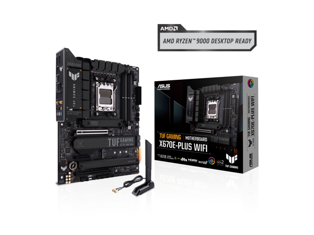 ASUS TUF GAMING X670E-PLUS WIFI AMD X670 AM5 Ryzen Desktop 9000 8000 & 7000 ATX motherboard 14+2 Power Stages, PCIe 5.0, DDR5, 4x M.2 slots, USB.