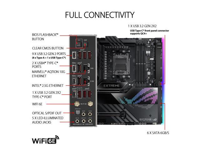 ASUS ROG Crosshair X670E Extreme (WiFi 6E) Socket AM5 (LGA 1718) Ryzen 7000 EATX Gaming motherboard EATX (20 + 2 power stages, PCIe 5.0, DDR5...