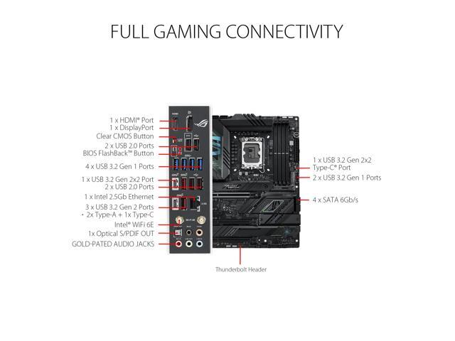 ASUS ROG Strix Z790-F Gaming WiFi 6E LGA 1700(Intel 14th & 13th &12th Gen) ATX gaming motherboard(16 + 1 power stages,DDR5,four M.2 slots, PCIe...