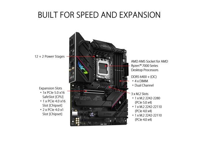 ASUS ROG Strix B650E-F Gaming WiFi AMD B650 AM5 Ryzen Desktop 9000 8000 & 7000 ATX motherboard, 12+2 power stages, DDR5, 3x M.2 slot, PCIe 5.0,...