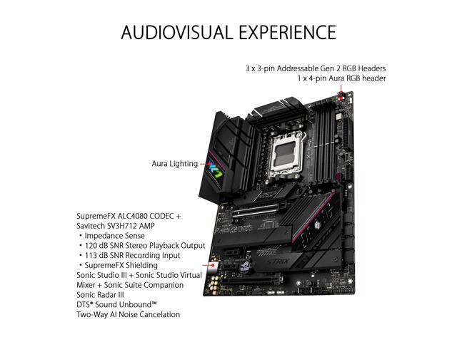 ASUS ROG Strix B650E-F Gaming WiFi AMD B650 AM5 Ryzen Desktop 9000 8000 & 7000 ATX motherboard, 12+2 power stages, DDR5, 3x M.2 slot, PCIe 5.0,...