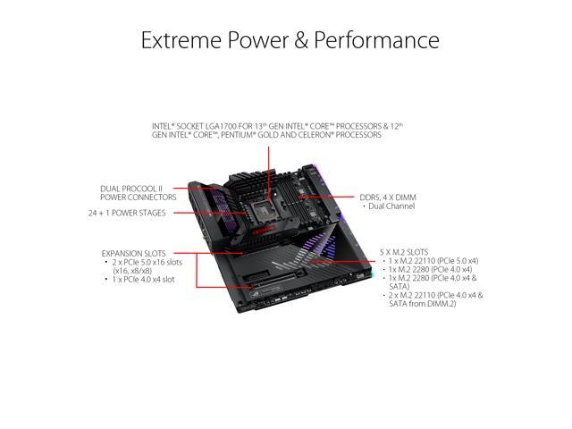 ASUS ROG Maximus Z790 Extreme (WiFi 6E) LGA 1700(Intel12th & 13th Gen) EATX gaming motherboard (PCIe 5.0, DDR5,24+1 105A power stages,5x M.2,1xPCIe...