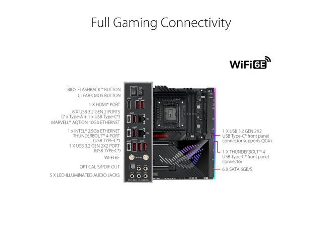 ASUS ROG Maximus Z790 Extreme (WiFi 6E) LGA 1700(Intel12th & 13th Gen) EATX gaming motherboard (PCIe 5.0, DDR5,24+1 105A power stages,5x M.2,1xPCIe...
