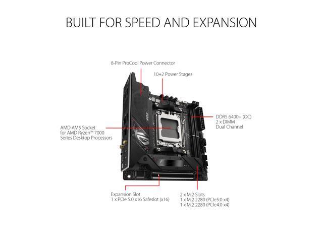 ASUS ROG Strix B650E-I Gaming WiFi AMD B650 AM5 Ryzen Desktop 9000 8000 & 7000 mini-ITX mITX motherboard, 10+2 power stages, DDR5, 2x M.2 slot,...