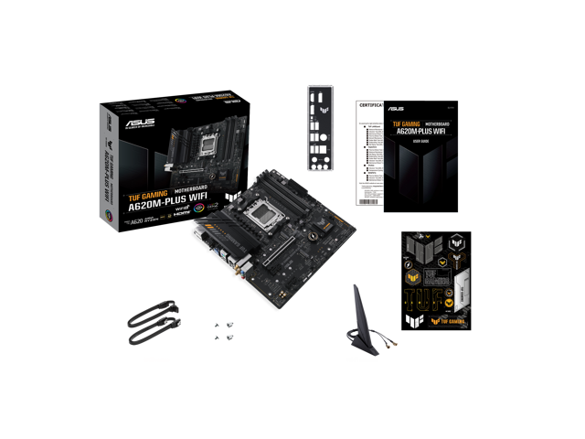 ASUS TUF GAMING A620M-PLUS WiFi AMD AM5 Ryzen7000 microATX gaming motherboard DDR5, PCIe 4.0, 2xM.2 slots,2.5Gb Ethernet,Wi-Fi 6, 2 x DisplayPort,...