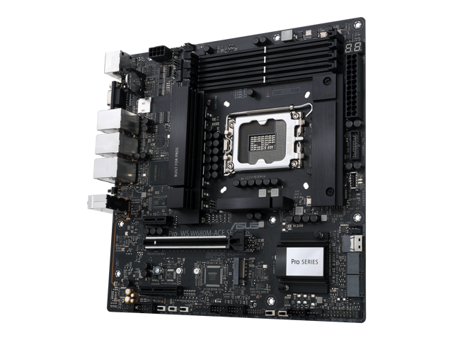 Pro WS W680M-ACE SE Intel LGA 1700 mATX BMC AST2600 onboard workstation motherboard, PCIe 5.0x16 slot, DDR5, ECC memory and XMP support, dual Intel...