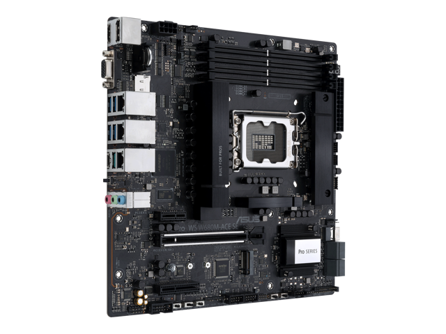 Pro WS W680M-ACE SE Intel LGA 1700 mATX BMC AST2600 onboard workstation motherboard, PCIe 5.0x16 slot, DDR5, ECC memory and XMP support, dual Intel...
