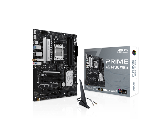 PRIME A620-PLUS WIFI6 AMD A620 AM5 ATX motherboard, DDR5, PCIe 4.0 support, dual M.2 slots, WiFi 6, DisplayPort/HDMI, Rear & Front USB 5Gbps...