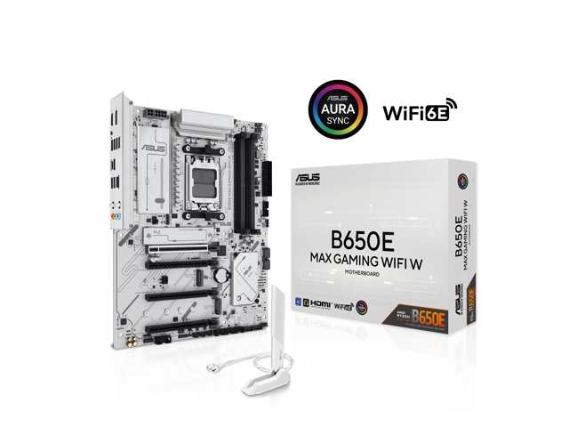 ASUS B650E MAX GAMING WIFI W - AMD B650 AM5, PCIe 5.0, ATX Motherboard, White PCB, DDR5, 3x M.2, Wi-Fi 6E, 2.5Gb LAN, USB 10Gbps Type-C,...