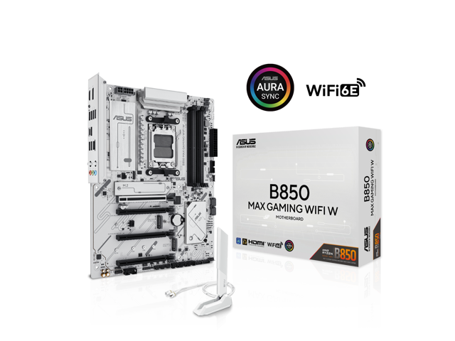 Open Box - ASUS B850 MAX GAMING WIFI W - AMD AM5 ATX Motherboard, White PCB, DDR5, PCIe 5.0 Ready, 3x M.2, Wi-Fi 6E, 2.5Gb LAN, USB 10Gbps Type-C,...