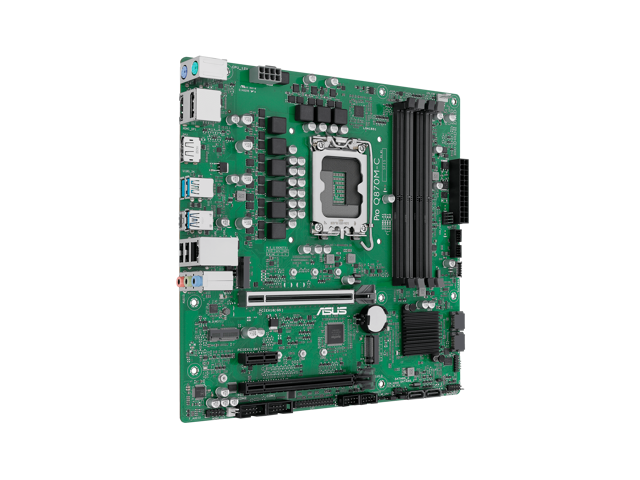 ASUS Pro Q870M-C-CSM motherboard supports Intel Core Ultra (Series 2) & vPro, DDR5, PCIe 5.0 x16, M.2, DisplayPort, HDMI, USB 10Gbps, TPM IC, and ACCE