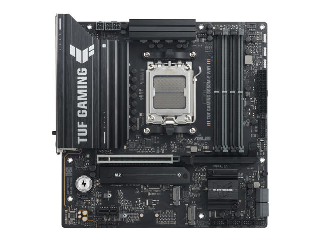 ASUS TUF GAMING B850M-E WIFI AMD B850 mATX motherboard, 8+2+1 80A DrMOS power stages, DDR5, PCIe 5.0, 3 M.2 slots, WiFi 6E, 2.5Gb Ethernet,...