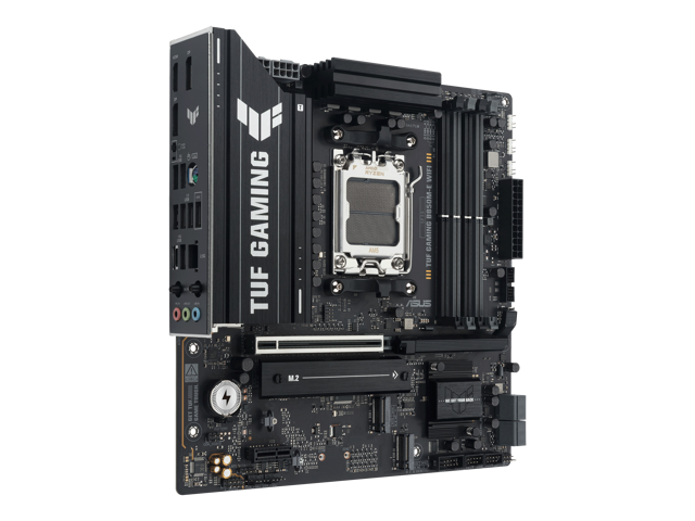 ASUS TUF GAMING B850M-E WIFI AMD B850 mATX motherboard, 8+2+1 80A DrMOS power stages, DDR5, PCIe 5.0, 3 M.2 slots, WiFi 6E, 2.5Gb Ethernet,...