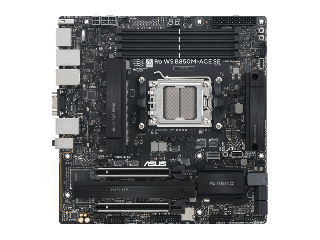 ASUS Pro WS B850M-ACE SE AMD AM5 B850 mATX MicroATX Business motherboard, PCIe 5.0 x 16, DDR5, 2x PCIe 5.0 M.2, PCIe 5.0 MCIO, U.2, 10G & 2.5G LAN,...