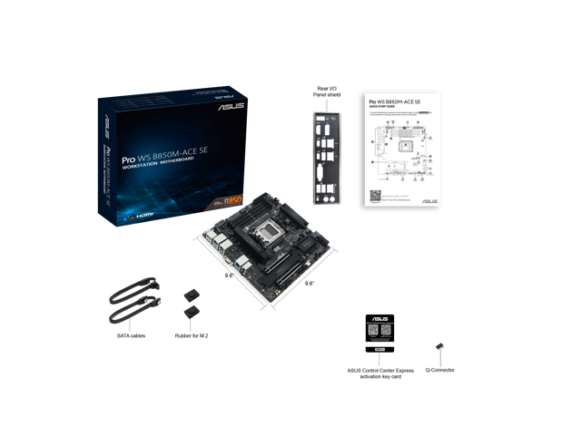 ASUS Pro WS B850M-ACE SE AMD AM5 B850 mATX MicroATX Business motherboard, PCIe 5.0 x 16, DDR5, 2x PCIe 5.0 M.2, PCIe 5.0 MCIO, U.2, 10G & 2.5G LAN,...