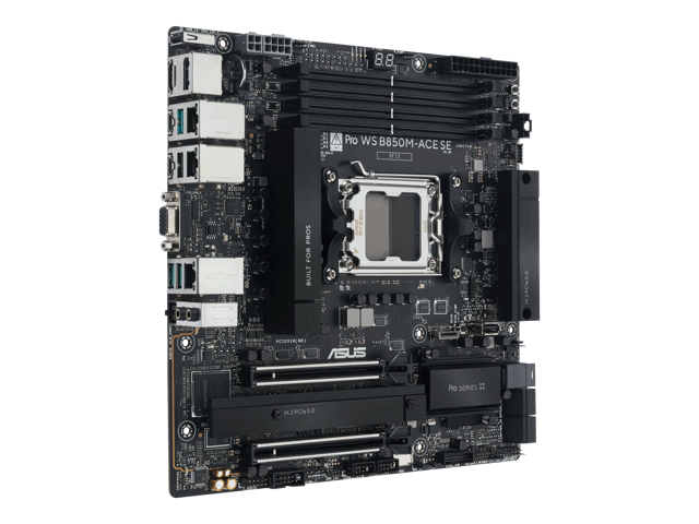ASUS Pro WS B850M-ACE SE AMD AM5 B850 mATX MicroATX Business motherboard, PCIe 5.0 x 16, DDR5, 2x PCIe 5.0 M.2, PCIe 5.0 MCIO, U.2, 10G & 2.5G LAN,...