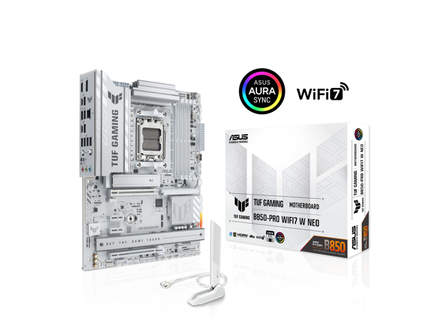 ASUS TUF GAMING B850-PRO WIFI7 W NEO AMD ATX motherboard, 14+2+1 power stages, DDR5 with AEMP, three M.2 slots, PCIe 5.0 for next-gen GPUs, 2.5Gb...