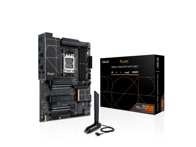 ASUS ProArt B850-CREATOR WIFI NEO AMD AM5 B850 ATX motherboard, 14+2+1 80A stages, DDR5, PCIe 5.0, 3x M.2, Wi-Fi 7, 5G LAN, DP, HDMI, SATA, USB...