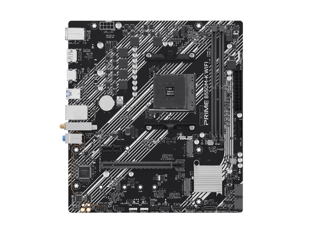 ASUS PRIME B550M-K WIFI AM4 mATX motherboard, DDR4, PCIe 4.0, 2xM.2, WiFi 6, 1Gb Ethernet, DisplayPort, HDMI, rear and front USB 5Gbps Type-A, SATA...