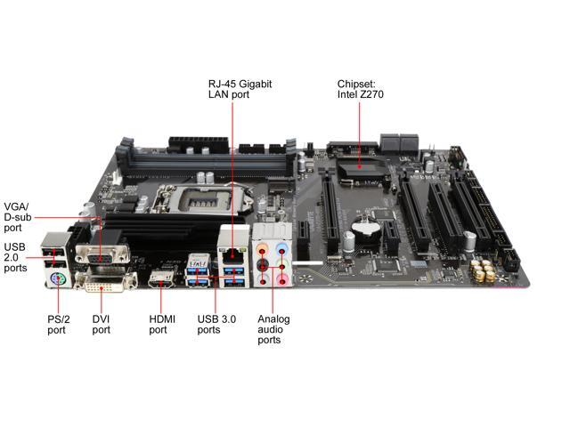 GIGABYTE GA-Z270-HD3 (rev. 1.0) LGA 1151 ATX Motherboards - Intel