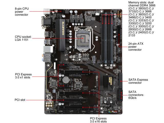 GIGABYTE GA-Z270-HD3 (rev. 1.0) LGA 1151 ATX Motherboards - Intel