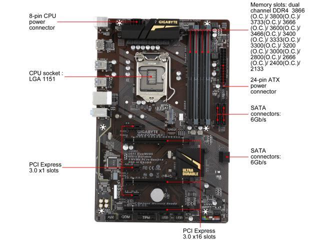 GIGABYTE GA-Z270P-D3 (rev. 1.0) LGA 1151 ATX Motherboards - Intel