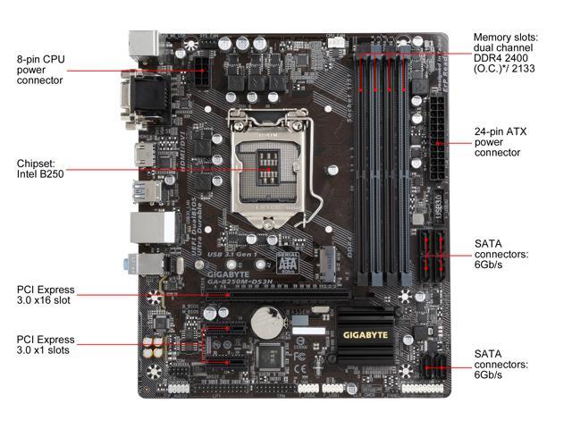 GIGABYTE GA-B250M-DS3H (rev. 1.0) LGA 1151 Micro ATX Intel Motherboard