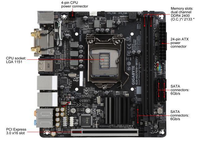GIGABYTE GA-H270N-WIFI (rev. 1.0) LGA 1151 Mini ITX Motherboards - Intel