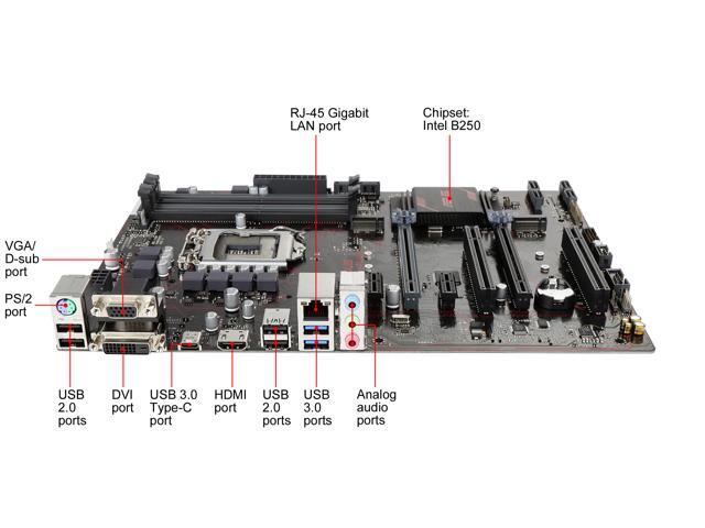 ASUS PRIME B250-PLUS LGA 1151 ATX Motherboards - Intel