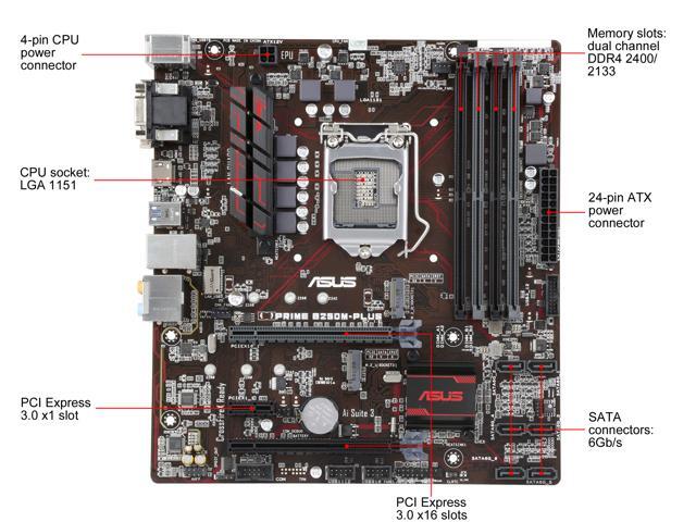 ASUS PRIME B250M-PLUS LGA 1151 Micro ATX Motherboards - Intel