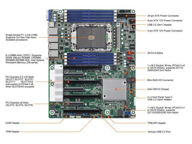AsRock Rack SPC621D8-2L2T ATX Server Motherboard
