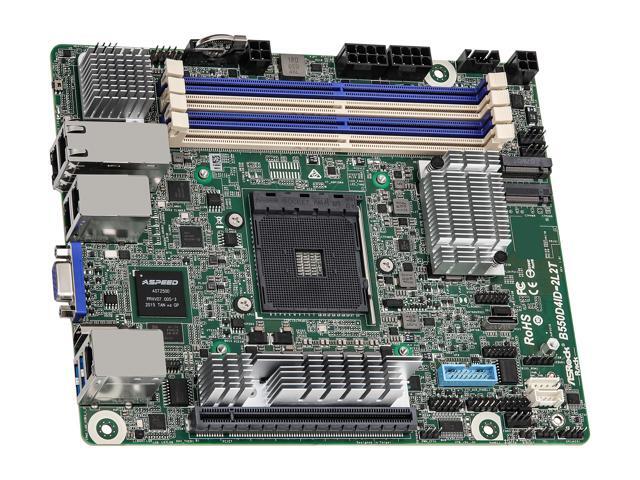 AsRock Rack B550D4ID-2L2T Deep mini-ITX Server Motherboard AMD Ryzen 5000 Series AM4 (PGA 1331) B550 Dual 1GbE+10GbE