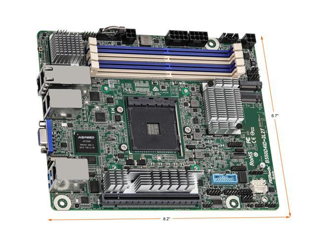 AsRock Rack B550D4ID-2L2T Deep mini-ITX Server Motherboard AMD Ryzen 5000 Series AM4 (PGA 1331) B550 Dual 1GbE+10GbE