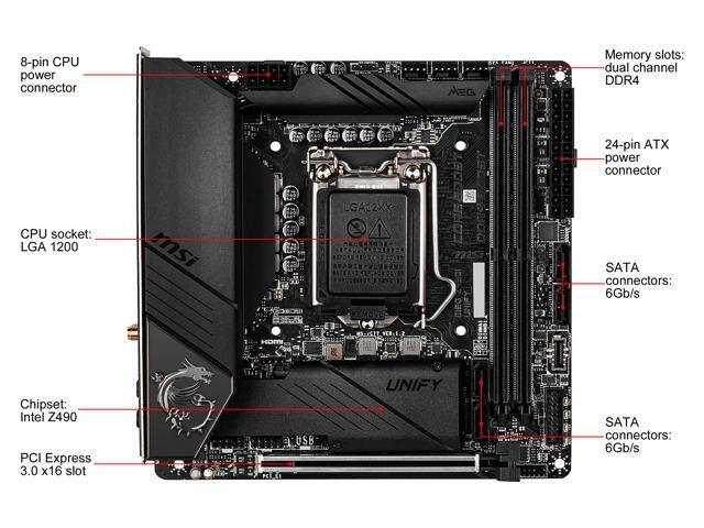 MSI MEG Z490I UNIFY LGA 1200 Mini ITX Intel Motherboard