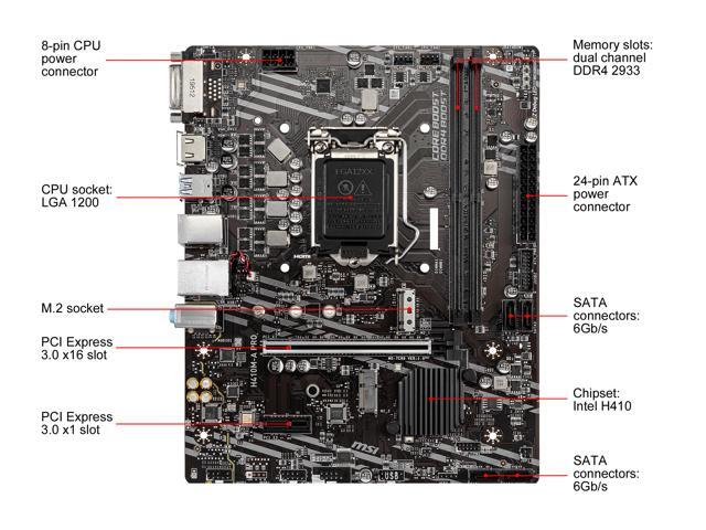 MSI PRO H410M-A PRO LGA 1200 Micro ATX Intel Motherboard