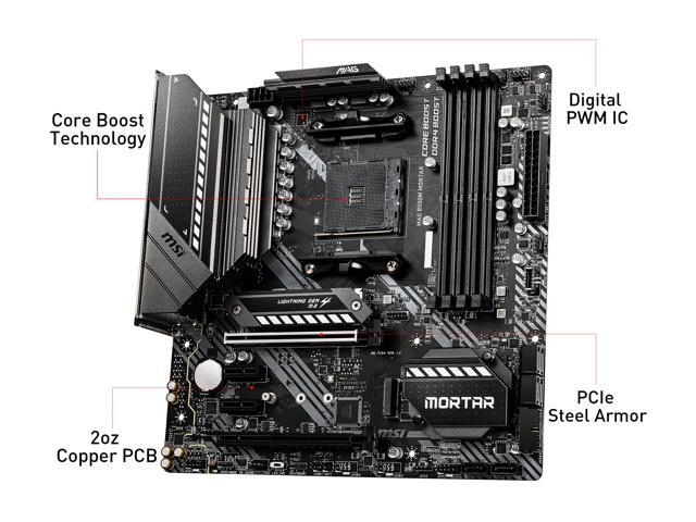 MSI AM4 AMD Micro ATX Motherboard MAG B550M MORTAR AM4 Micro ATX AMD Motherboard