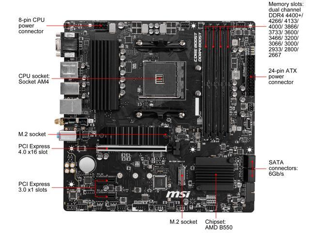 MSI - B550M PRO-VDH WIFI (Socket AM4) AMD B550 MATX DDR4 Wi-Fi 6 Motherboard - Black - image 3