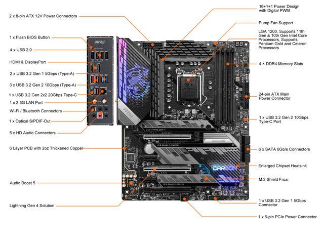 MSI MPG Z590 GAMING CARBON WIFI LGA 1200 ATX Intel Motherboard