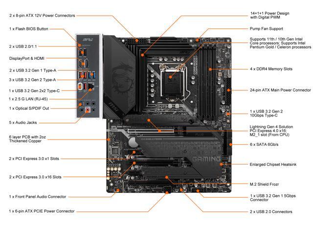 MSI MPG Z590 GAMING PLUS LGA 1200 ATX Intel Motherboard
