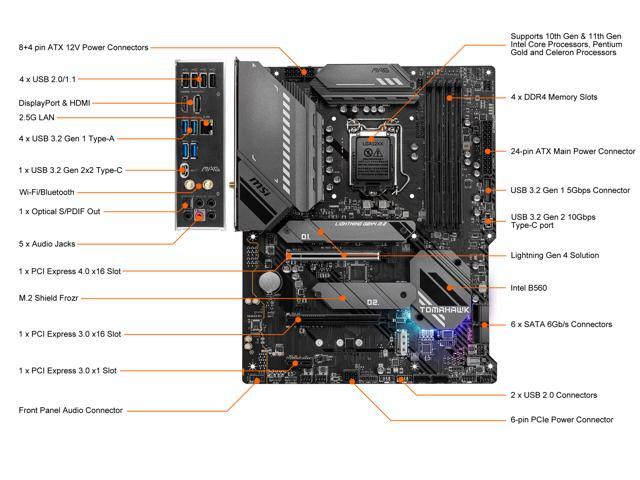 MSI MAG B560 TOMAHAWK WIFI LGA 1200 ATX Intel Motherboard