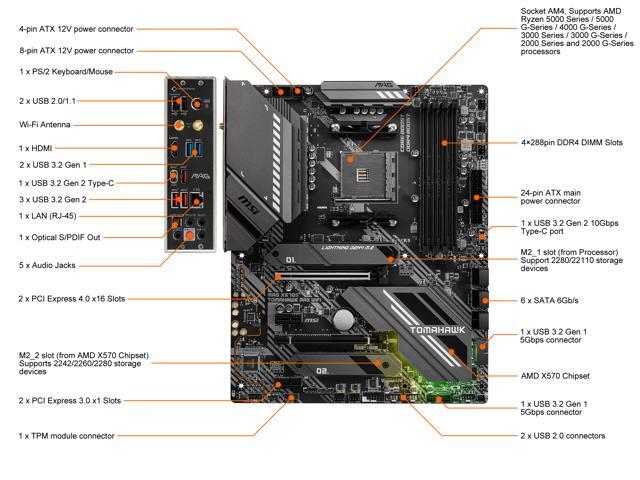 MSI MAG X570S TOMAHAWK MAX WIFI AM4 ATX AMD Motherboard