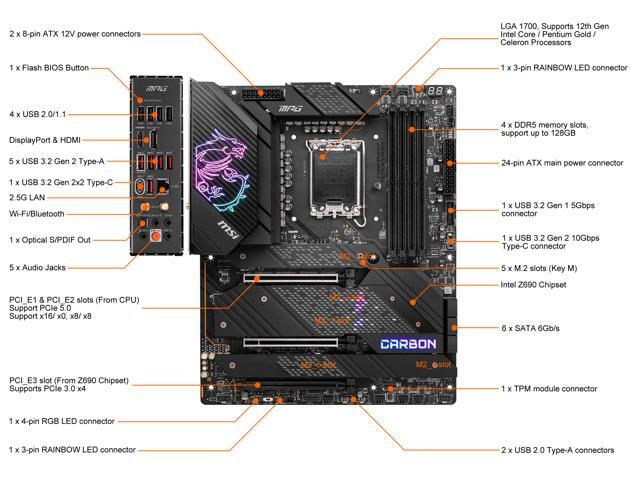 MSI MPG Z690 CARBON WIFI DDR5 LGA 1700 ATX Intel Motherboard