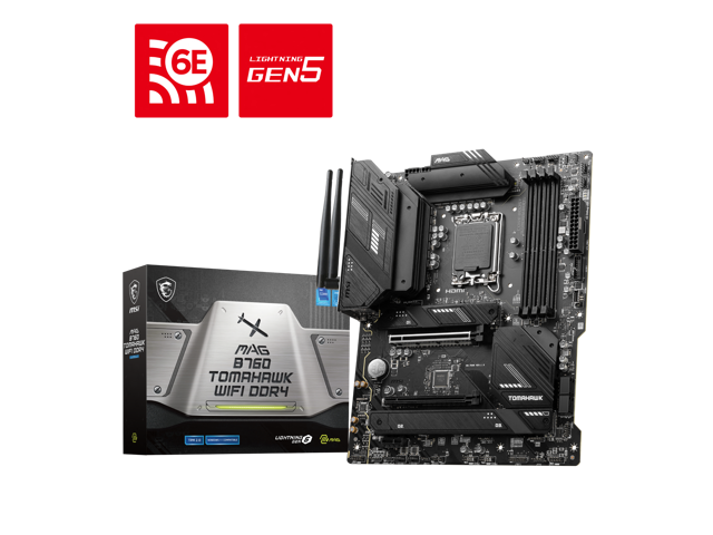 MSI MAG B760 TOMAHAWK WIFI DDR4 LGA 1700 (Intel12th&13th Gen) SATA 6Gb/s ATX Motherboard PCIe 5.0 DDR4 3xM.2 Slots WiFi 6 Intel 2.5Gb LAN