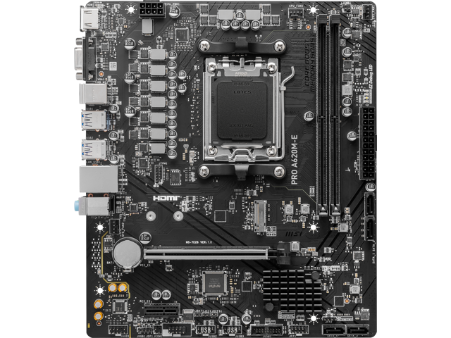 MSI PRO PRO A620M-E AM5 AMD A620 SATA 6Gb/s DDR5 mATX Motherboards AMD Ryzen 7000 Series Desktop Processors