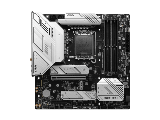 MSI MAG B760M MORTAR WIFI II LGA 1700 Intel B760 SATA 6Gb/s Micro ATX DDR5 PCI-E x16 slot 2.5Gbps LAN 3x M.2 Wi-Fi 6E Motherboard