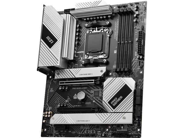 MSI PRO B650-A WIFI AM5 DDR5 AMD B650 SATA 6Gb/s 2.5G LAN Wi-Fi 6E, Bluetooth 8-Channel (7.1) HD Audio AMD Ryzen 9000 / 8000 / 7000 ATX Motherboard