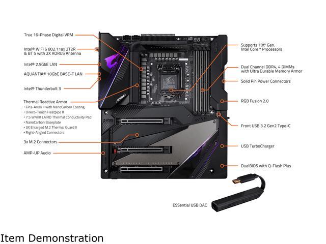 GIGABYTE Z490 AORUS XTREME LGA 1200 Intel Z490 E-ATX Motherboard with Triple M.2, SATA 6Gb/s, USB 3.2 Gen 2, WIFI 6, 10 GbE LAN, Dual Thunderbolt...