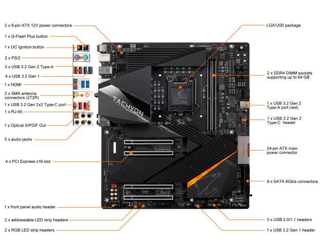 GIGABYTE Z590 AORUS TACHYON LGA 1200 Intel Z590 E-ATX Motherboard with Triple M.2, PCIe 4.0, USB 3.2 Gen2X2 Type-C, Intel WIFI 6E, 2.5GbE LAN,...